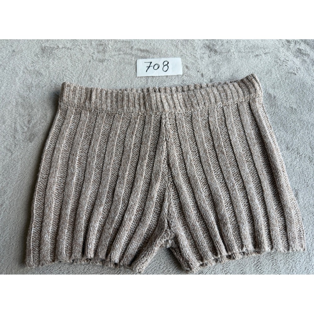 Forever 21 Knit Shorts Womens Medium Tan Ribbed High Waist Loungewear